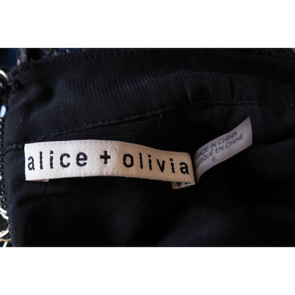 Alice + Olivia Marya Dress Ladies Pre-Loved Black Metallic Dress Size 6 - Picture 6 of 11